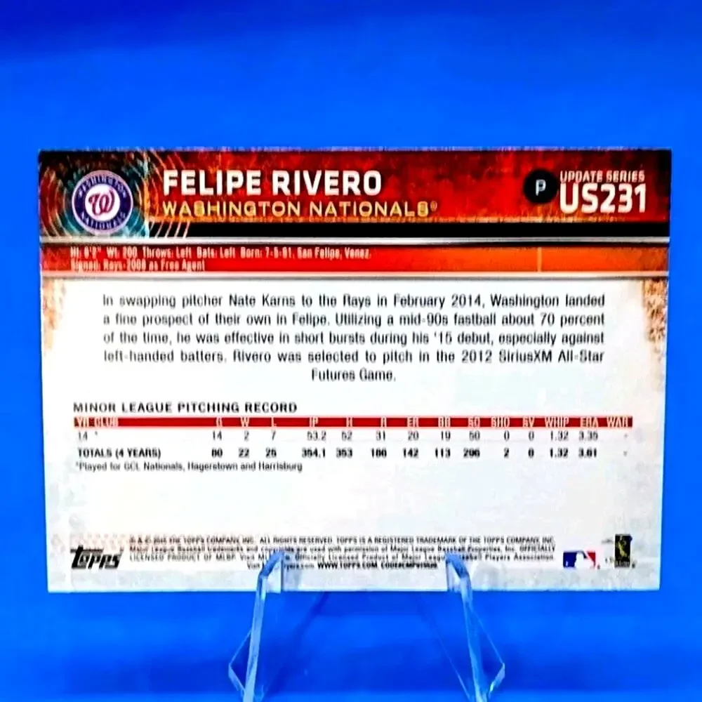 2015 Topps Update Series - Felipe Rivero #US231 (RC) - Picture 3 of 4